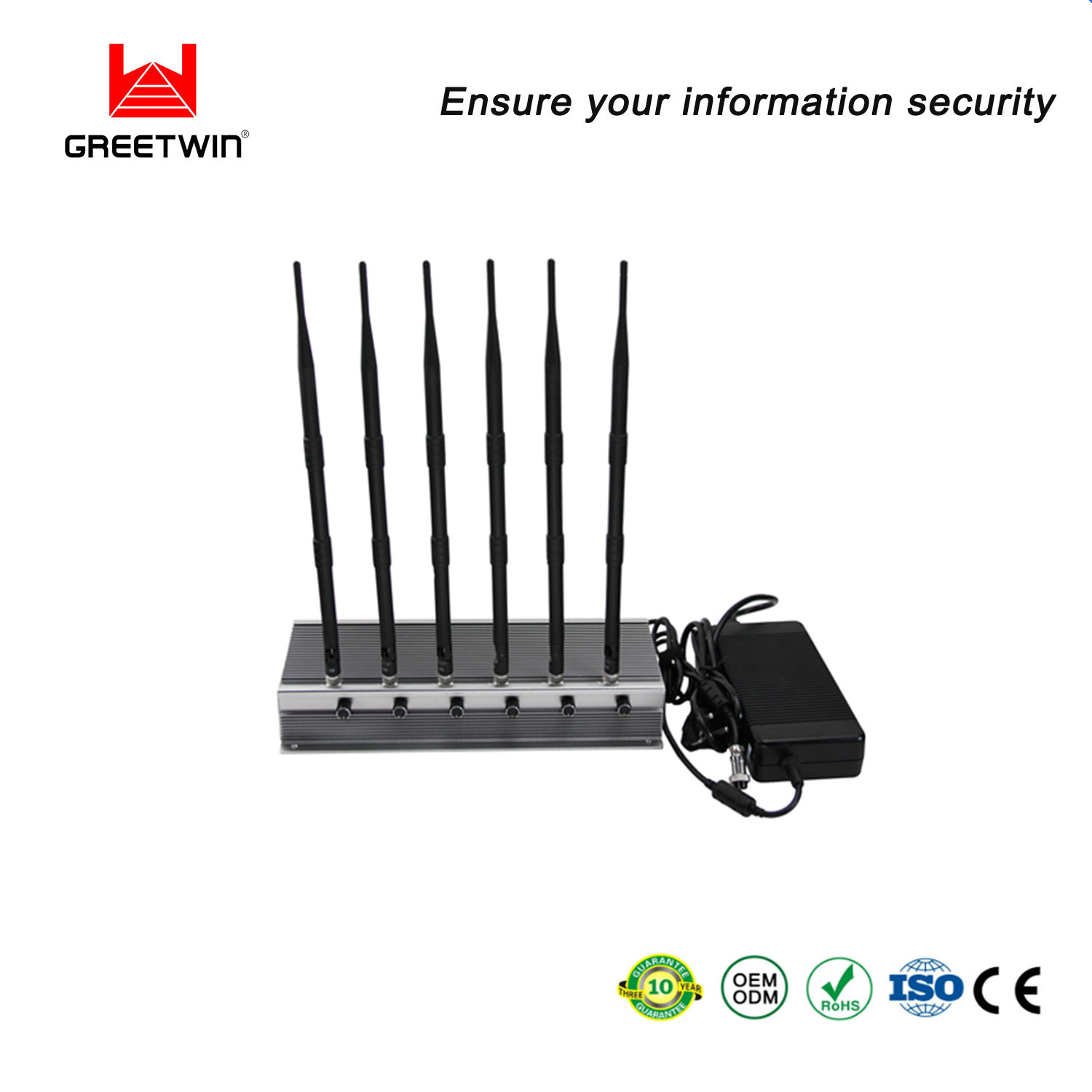 手机 2G 3G 4G Wifi 干扰器 6 频段 38W 可调节输出功率信号阻断器