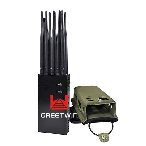 便携式手机信号干扰器块 3G 4G 10 天线加 2-20 米干扰范围